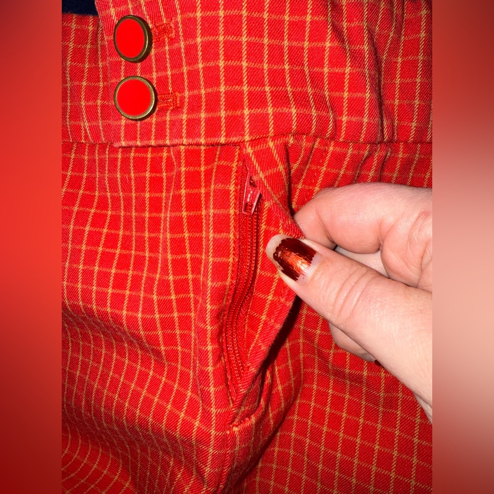 Anthropologie The Essential Slim plaid red pants women’s size 10 ankle - Picture 6 of 13